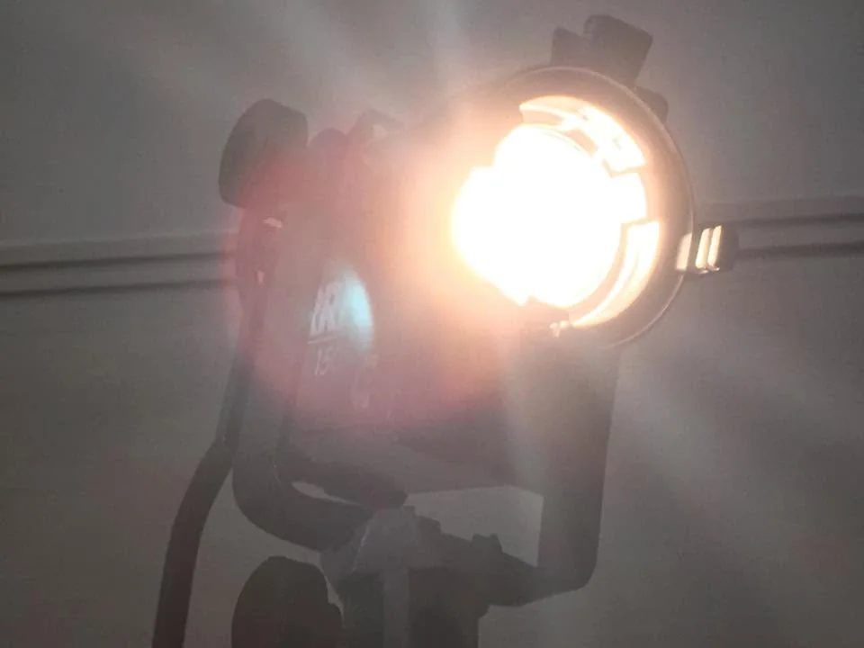 Professional video production light on set